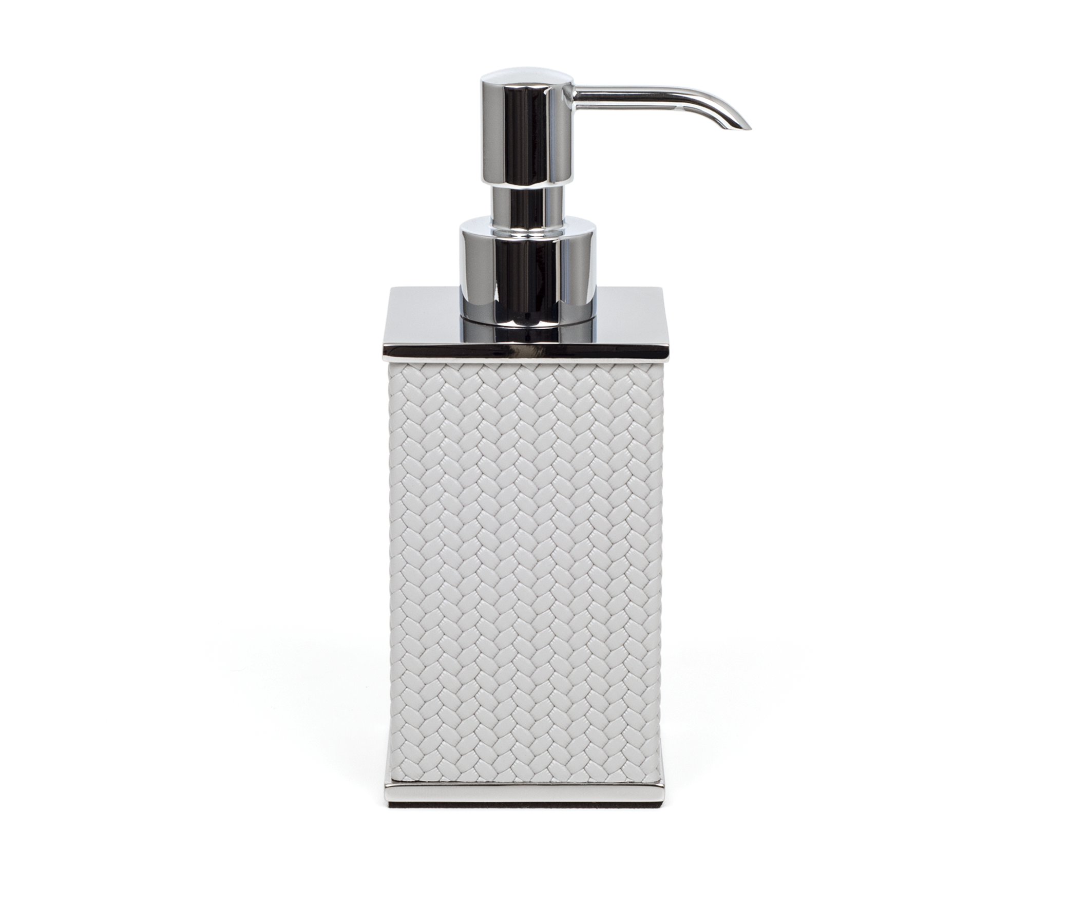 Дозатор для мыла Olimpia Square - 6,5X6,5XH17 см / металлическая отделка_хром / зернистая кожа_кофе