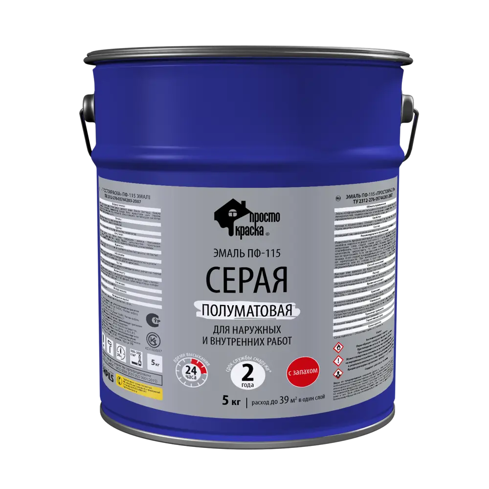 Эмаль ПФ-115 ПРОСТОКРАСКА универсальная для дерева и металла 5 кг 89434416 STLM-1565545 - Вид №1