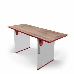 Письменный стол деревянный со стеклянными ножками красный EcoComb New BRAGIN DESIGN ПИСЬМЕННЫЕ СТОЛЫ ECOCOMB 256608 Бежевый;прозрачный