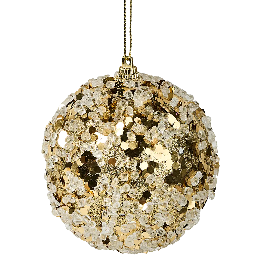 Елочный шар KREAFORTA золотой с блестками 8 см 89420648 STLM-1582451