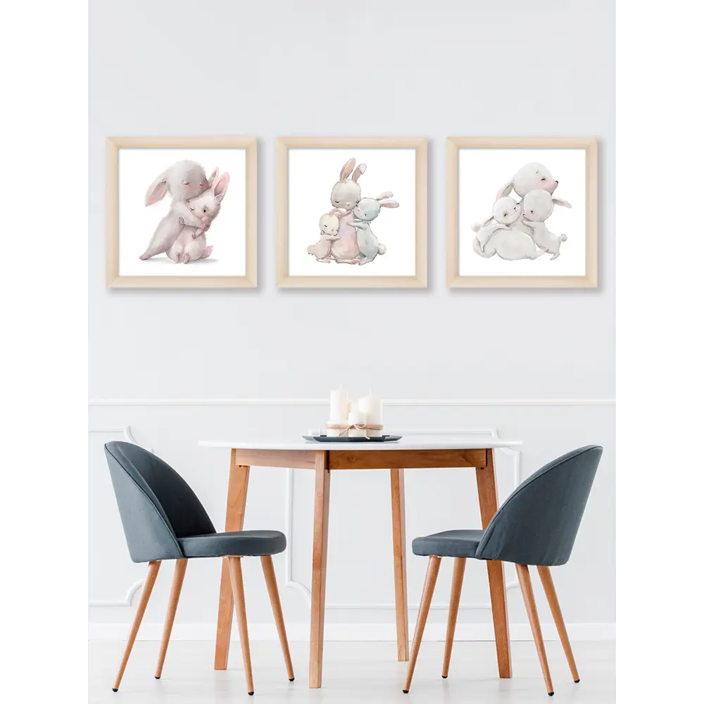 Модульная картина Зайчики 40x40 см 3 шт POSTERMARKET STLM-2028411 - Вид №3