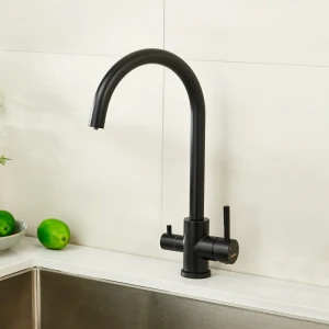 Смеситель для кухни Haiba черный с высоким поворотным изливом 89396811