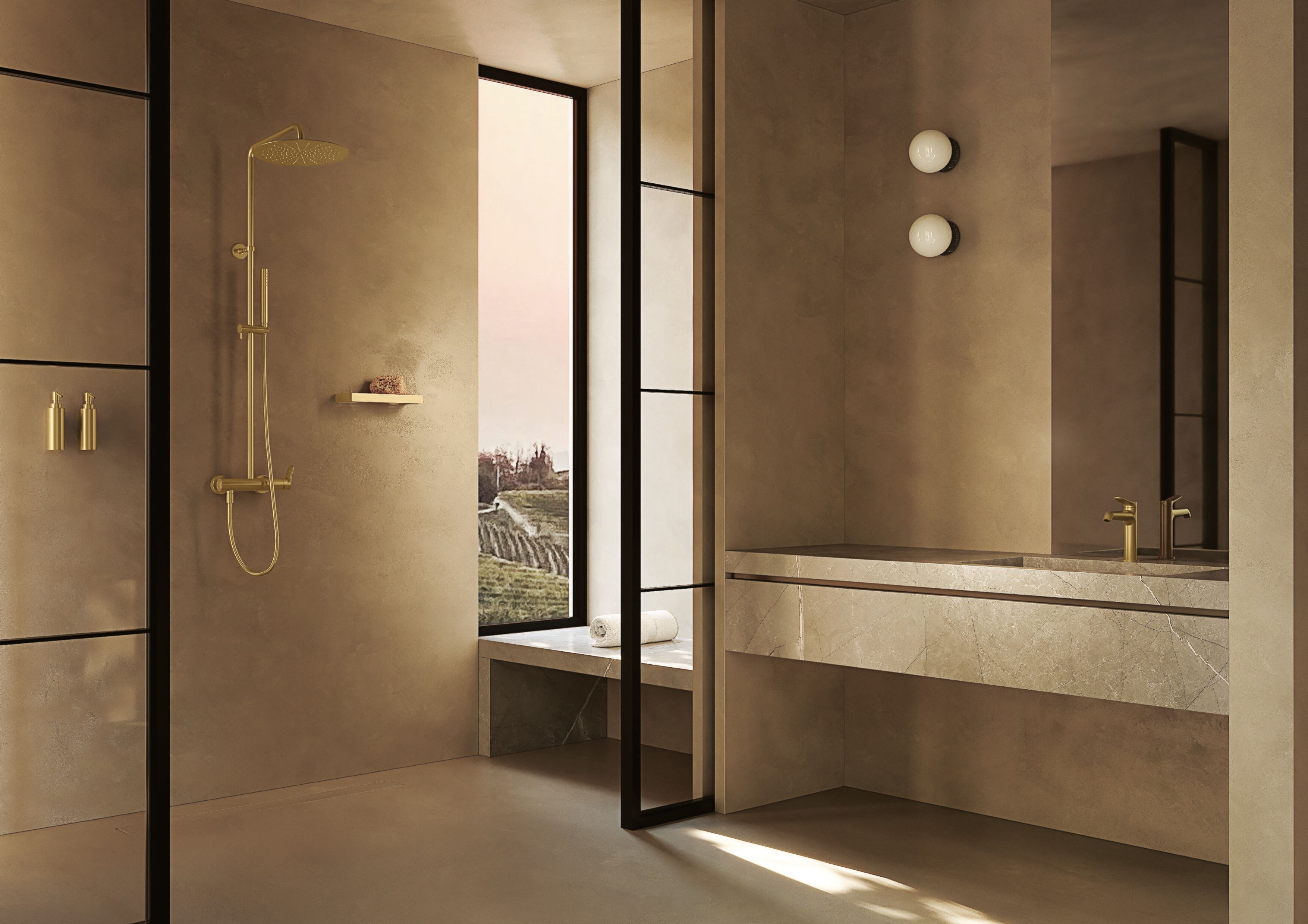 Настенная душевая колонна с ручным душем CRISTINA Rubinetterie бочка ARCH-00075892 - Вид №1