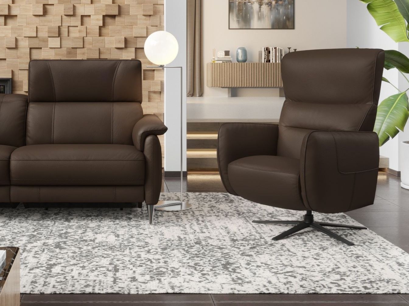 5-спицевое кожаное кресло с подлокотниками Sofanella Lucera ARCH-00093454 - Вид №3