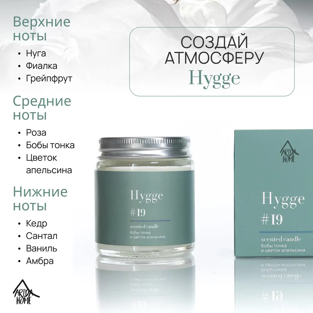 Свеча в стакане ароматизированная Arida Home Hygge N19 Бобы Тонка и цветы апельсина STLM-2119342 - Вид №2