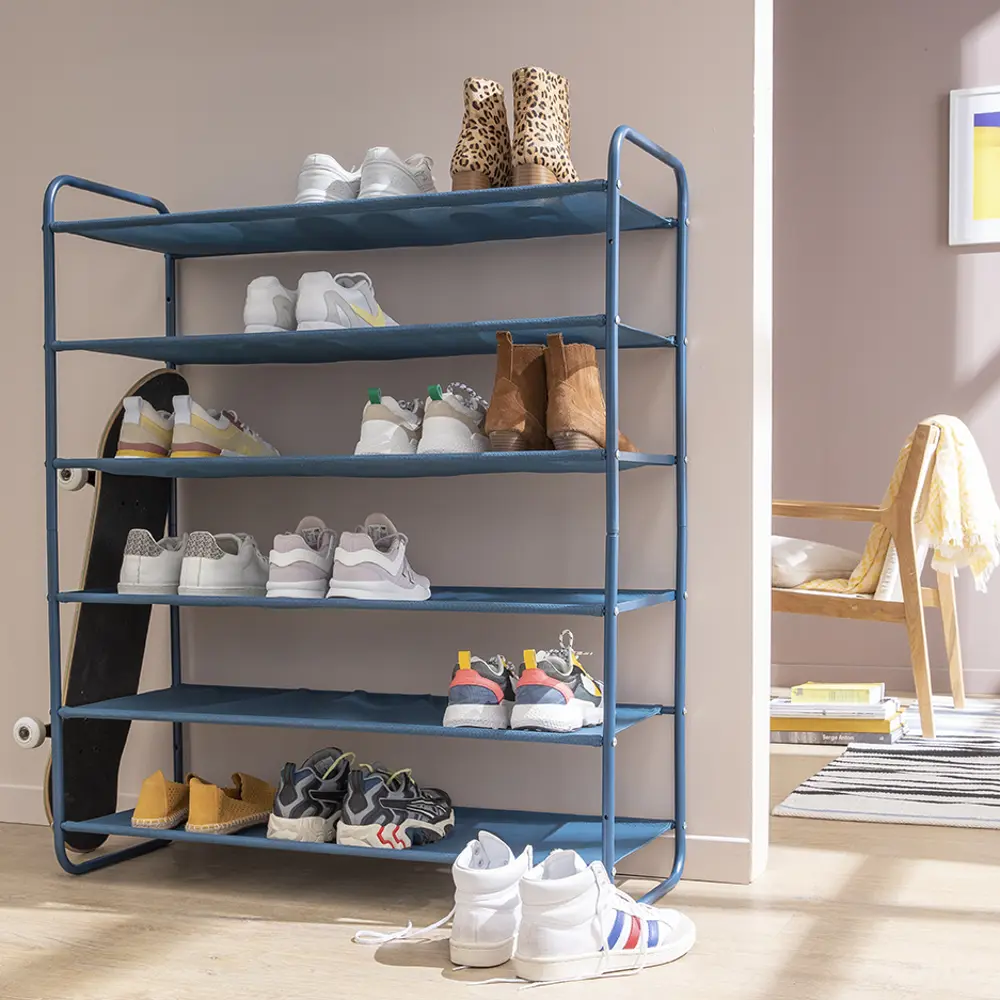 Полка для обуви Spaceo 90x55x35 см металл/текстилен цвет синий STLM-2052285 - Вид №4
