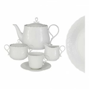 Сервиз чайный фарфоровый белый на 6 персон 17 предметов "Шелк" NARUMI ШЕЛК 00-3946886 Белый