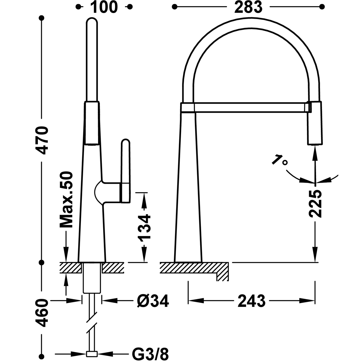 КУХОННЫЙ смеситель с одной ручкой и гибким изливом для кухни-23048702OPM TRES Kitchen - Вид №1