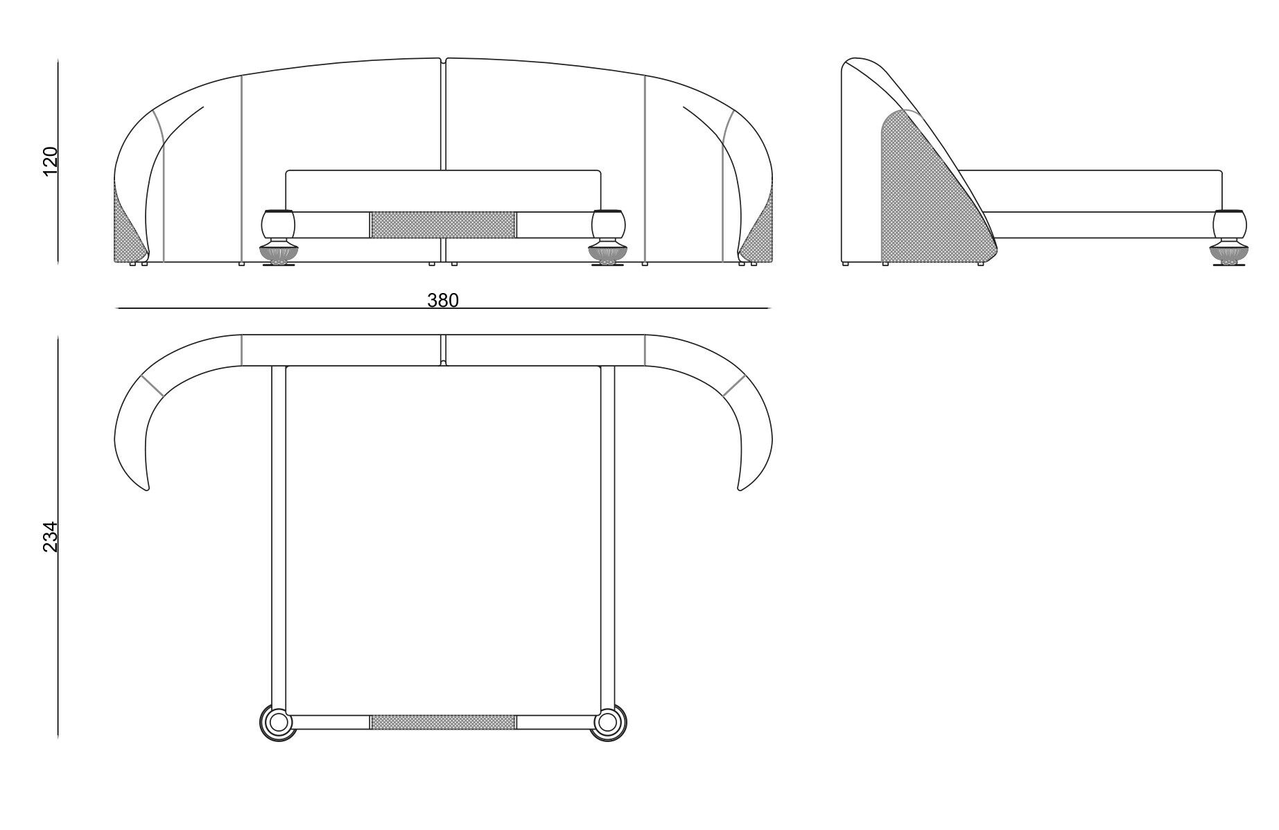 Двуспальная кровать из ткани с мягким изголовьем Zebrano Phaselis ARCH-00034589 - Вид №4