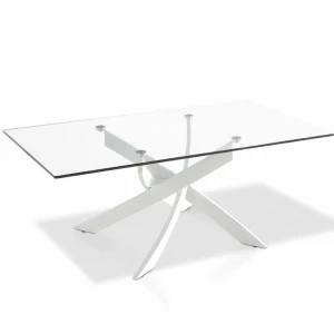 Журнальный столик стеклянный прямоугольный с белыми ножками 120 см F1143-Blanco от Angel Cerda ANGEL CERDA  241780 Белый;прозрачный