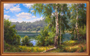 93878536 Картина на холсте Лесное озеро, 68х108 см STLM-0602079 РУССКАЯ КОЛЛЕКЦИЯ