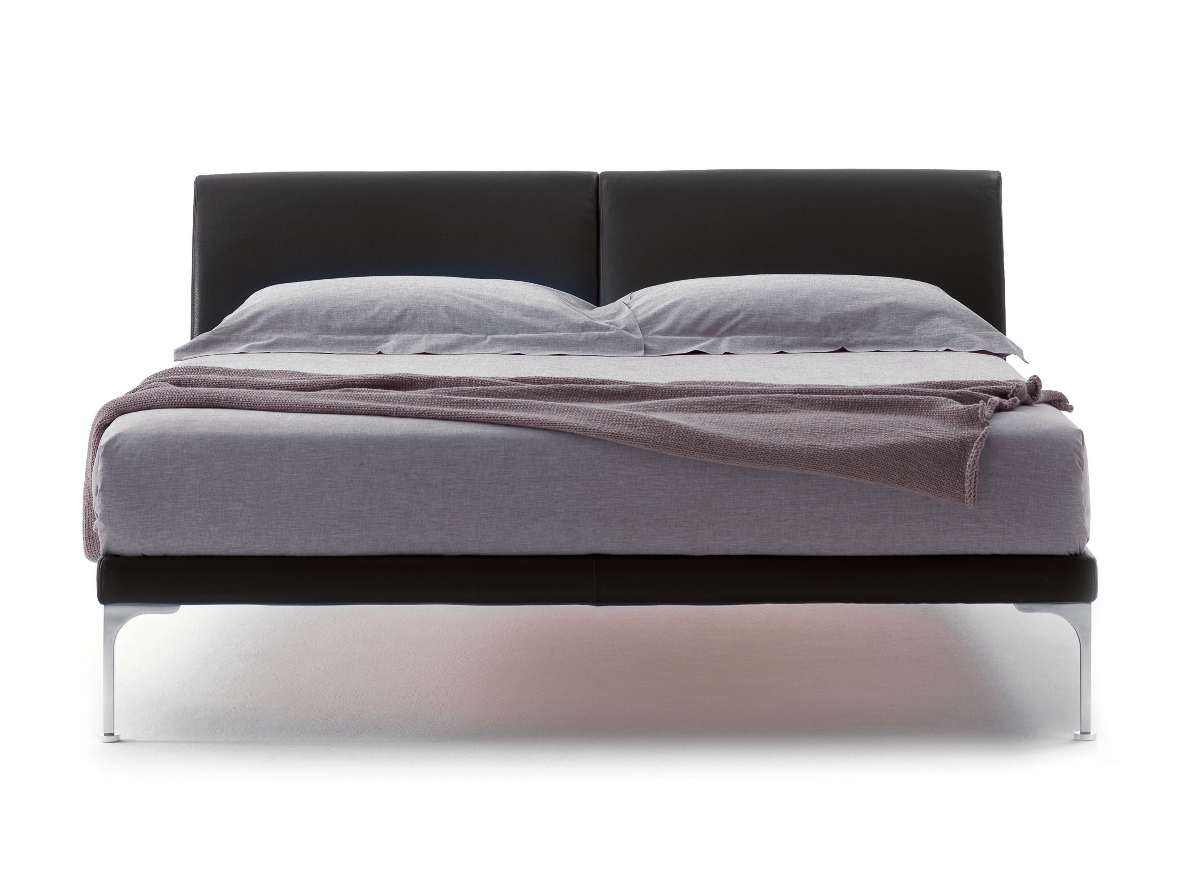 Кожаная двуспальная кровать с мягким изголовьем GRUPPO FOX ночь Фокса ARCH-00140926 - Вид №1