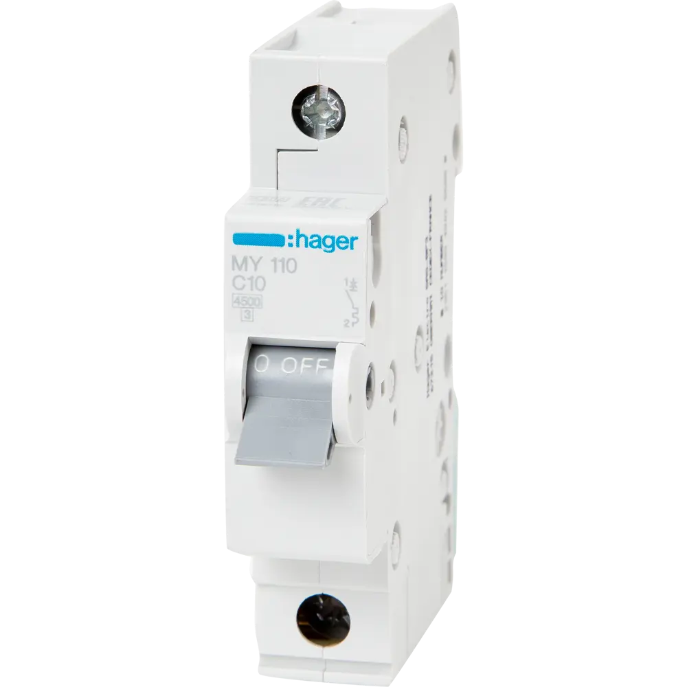 Автоматический выключатель Hager MY110 1P C10 А 4.5 кА STLM-2053425