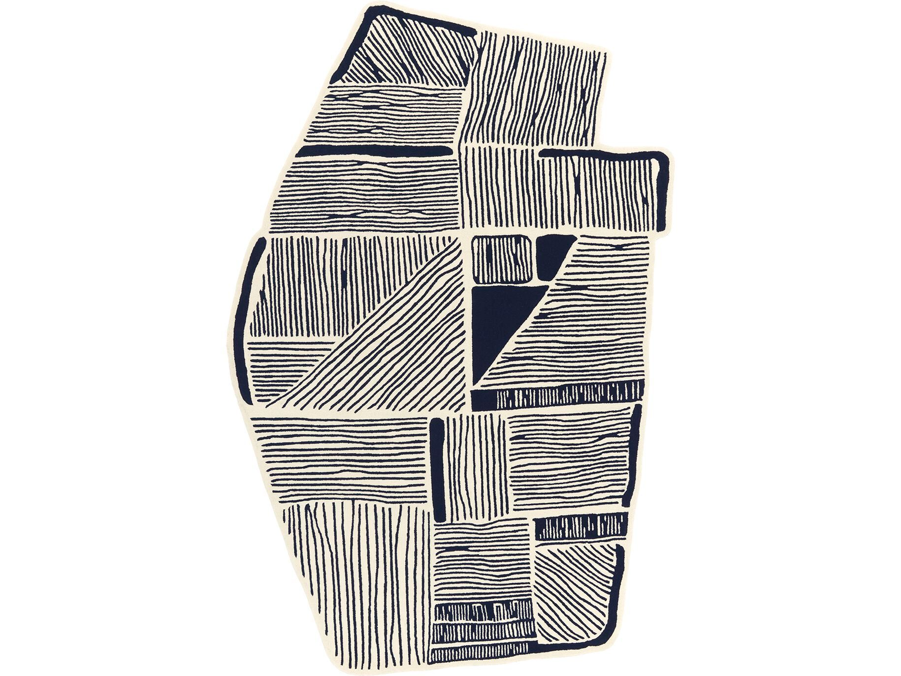 Шерстяной ковер с геометрическим рисунком Toulemonde Bochart ANTICA BLEU ARCH-00008292