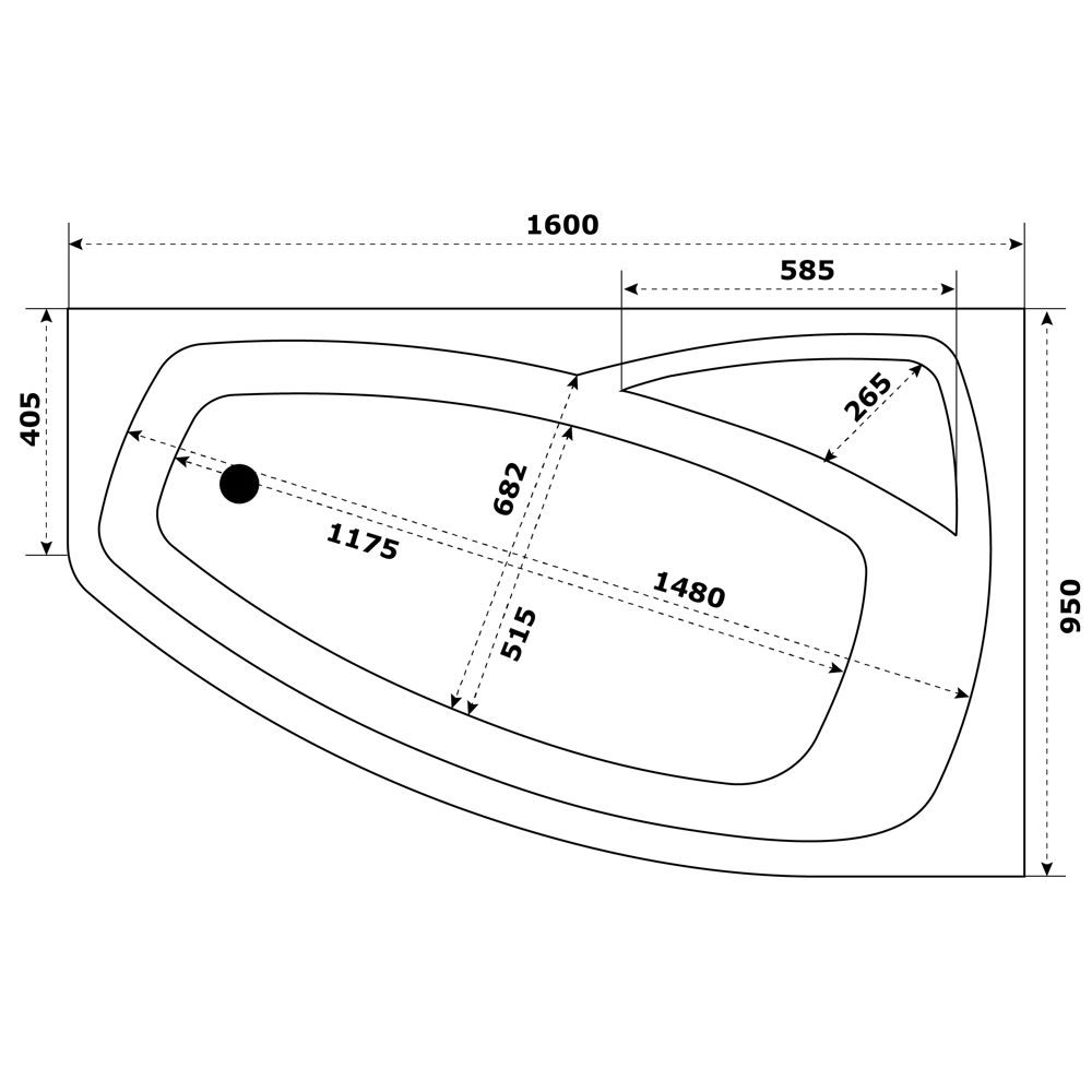 Ванна Рондо акрил 160x95 см угловая левая 83641307 STLM-2000156 Santreyd - Вид №2