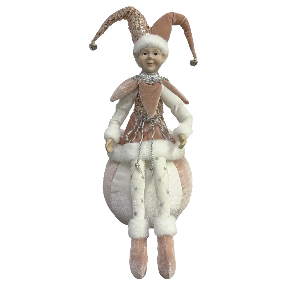 89381690 Декоративная фигура кукла Арлекин на шаре 40.5x20 см розовый STLM-1491387 Santreyd Christmas - Вид №1