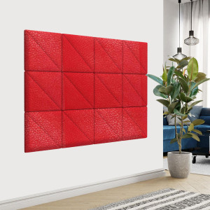 90618546 Стеновая панель Eco Leather Red 300х300х29мм 0.18м² 2шт STLM-0310315 TARTILLA