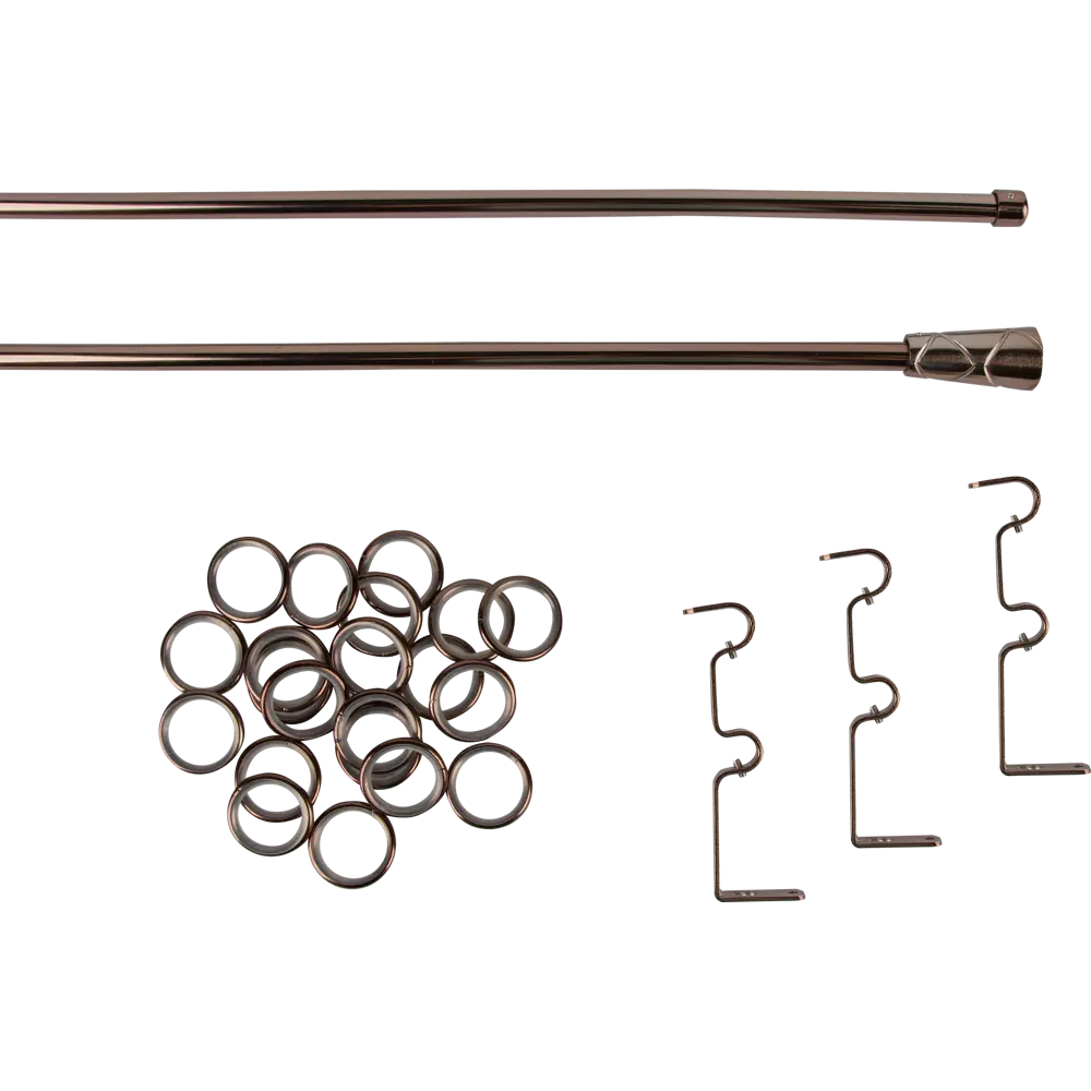 Карниз раздвижной двухрядный Inspire 160-300 см наконечник трапеция цвет коньячный STLM-2064409 - Вид №1