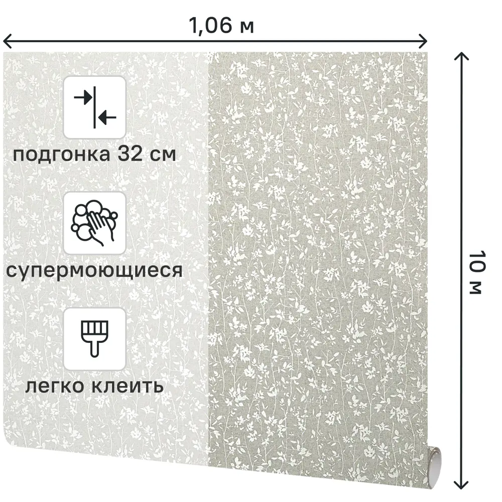 Флизелиновые обои Grandecolife Ferida зелёные с цветочным рисунком в стиле кантри 89424230 STLM-1573249 - Вид №1