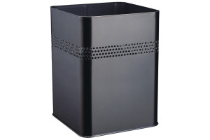 17374860 Металлическая квадратная мусорная корзина с узкой декоративной перфорацией, 18,5 литров, черная 332001 Durable