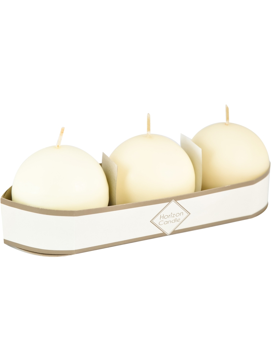 91017980 Свеча Horizon Candles шар d 60 мм 3 шт/уп кремовая STLM-0443374 MIR LIGHT