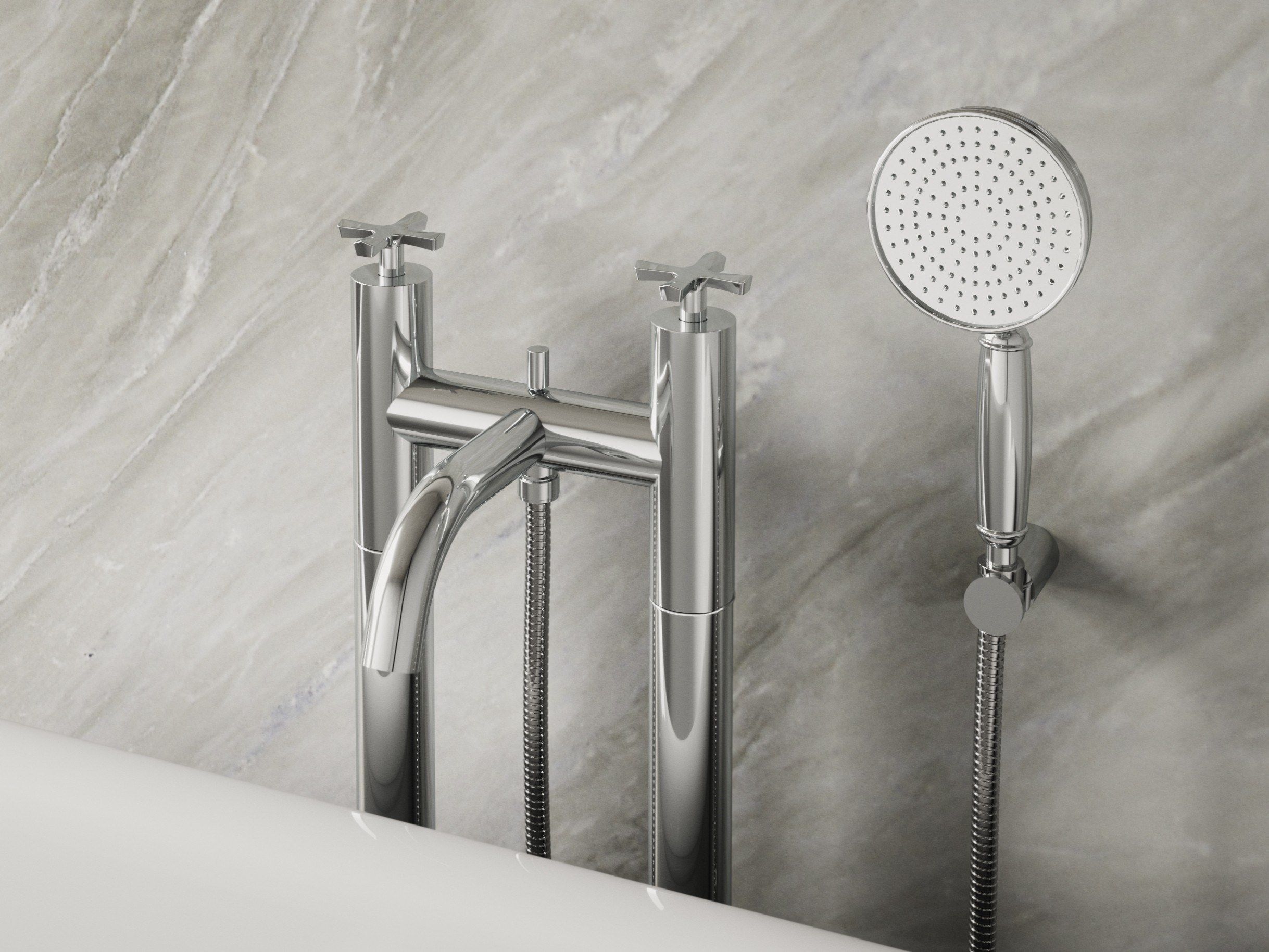 Смеситель для ванны с 2 отверстиями и ручным душем Burlington RIVIERA ARCH-00147596 - Вид №4