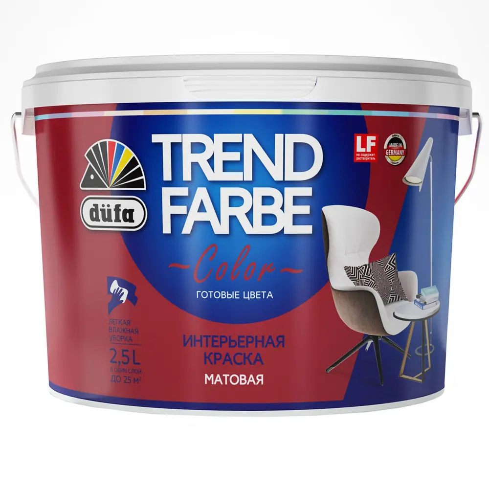 Краска для стен и потолков Trend Farbe цвет Пряная вишня 2.5 л Dufa STLM-2100748 - Вид №1