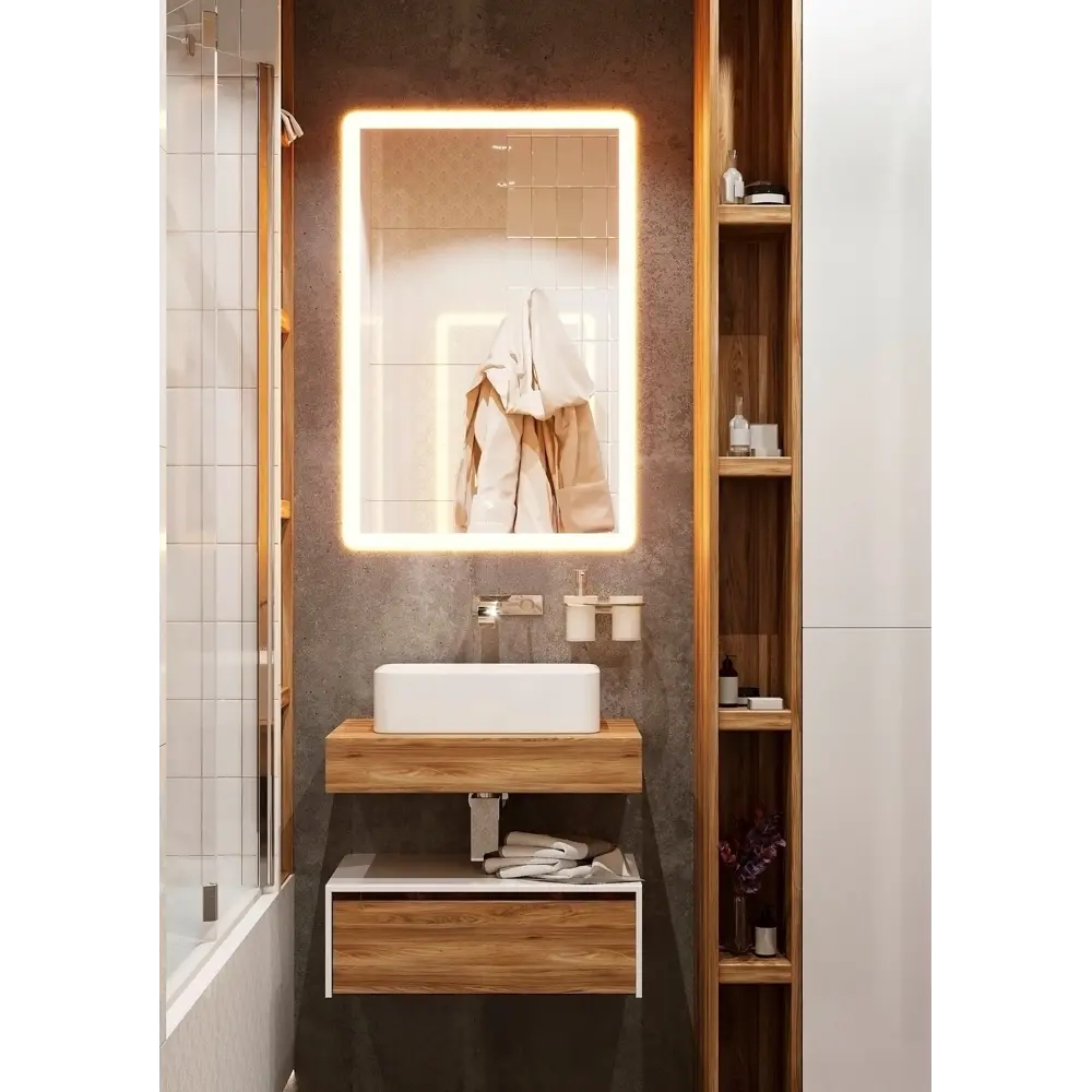 Зеркало для ванной Omega Glass Тип 3 SD333 с подсветкой 60x50 см прямоугольное STLM-2015661