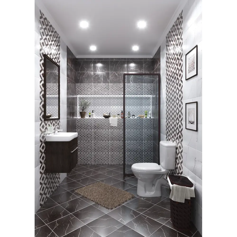 Плита напольная «Помпеи 1П» 40х40 см 1.76 цвет черный Керамин STLM-2109242 - Вид №3