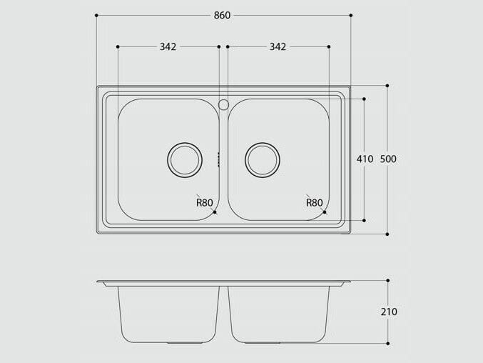 2 раковины из нержавеющей стали Evhoc Aura ARCH-00066718 - Вид №3