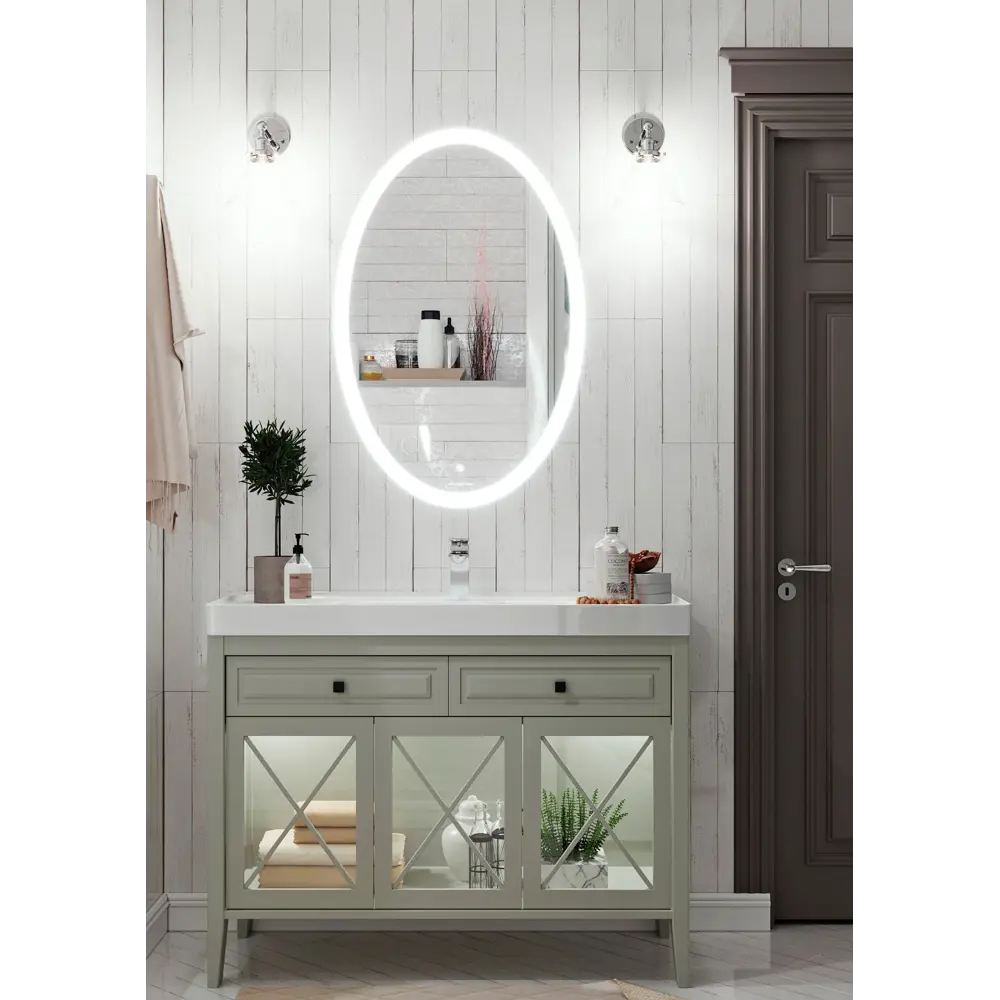 Зеркало для ванной Omega Glass Тип 1 SD36 с подсветкой 50x60 см овальное STLM-2096465