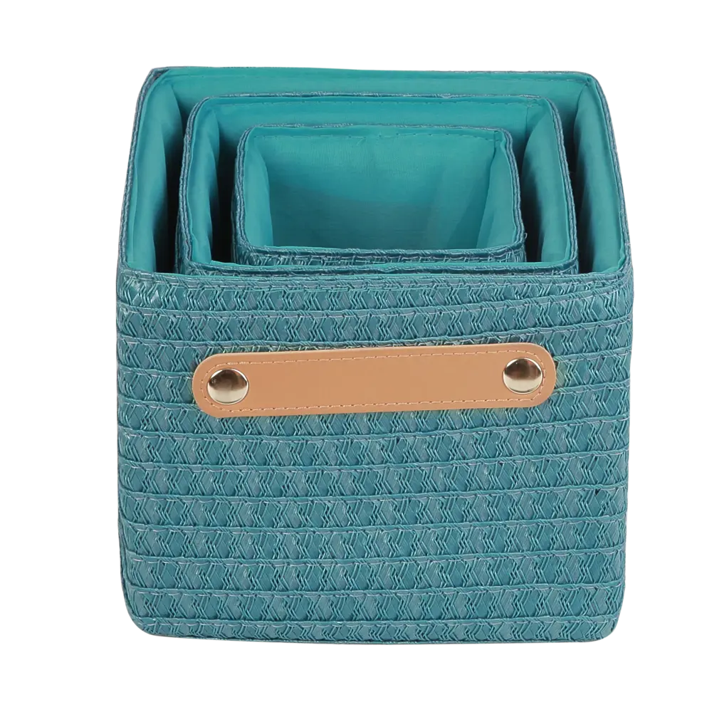 Набор корзин Sensea Paille 19x16x24.5 см цвет бирюзовый 3 шт STLM-2148755 - Вид №1