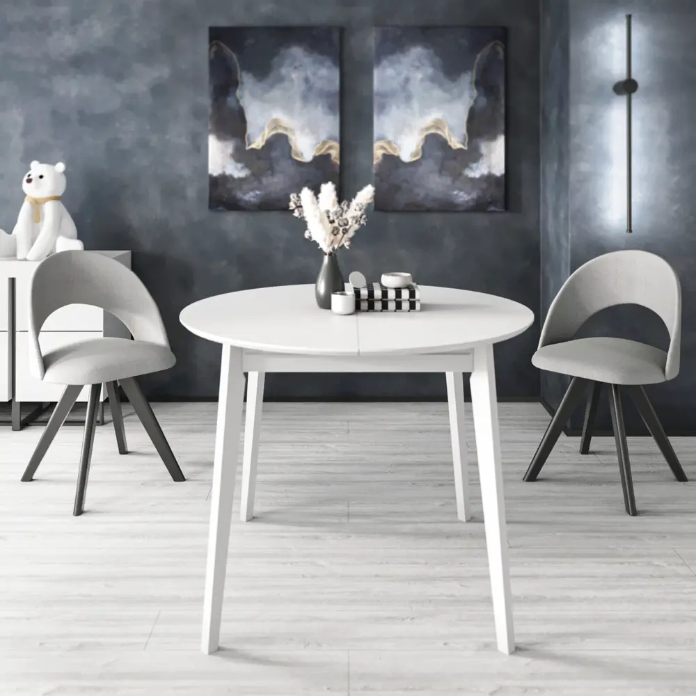 Стол обеденный Монреаль Т1 раскладной 100-130x77x100 см круг МДФ цвет белый Santreyd STLM-2064789 - Вид №13