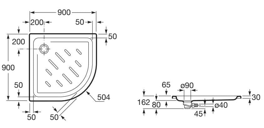 Акриловый нескользящий угловой поддон для душа Roca Easy ARCH-00093576 - Вид №2