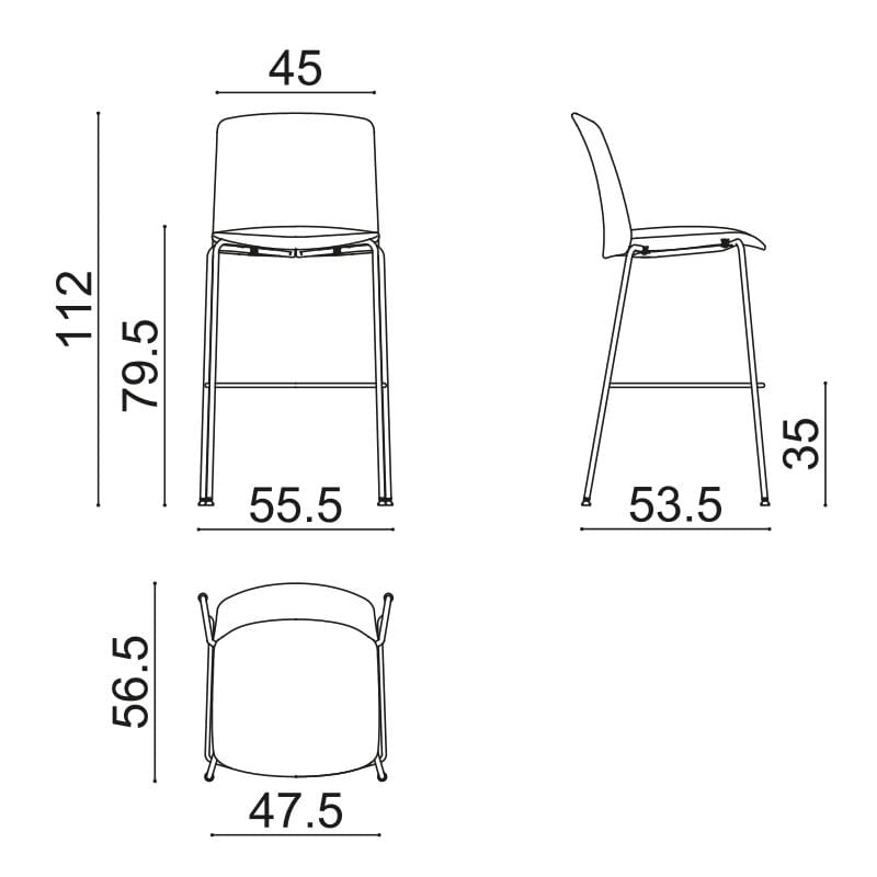 Высокий металлический мягкий стул с подставкой для ног Arper Mixu 02 ARCH-00070899 - Вид №1