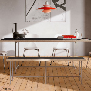 KATI-E1-200x90-MS Стол Карлсруэ - обеденный стол - черный - 200 х 90 х 75 см. PHOS