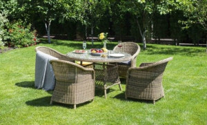 91151979 Садовая мебель для обеда ротанг серо-коричневый : стол, 4 кресла RAVC4T-5-SET STLM-0501376 4SIS