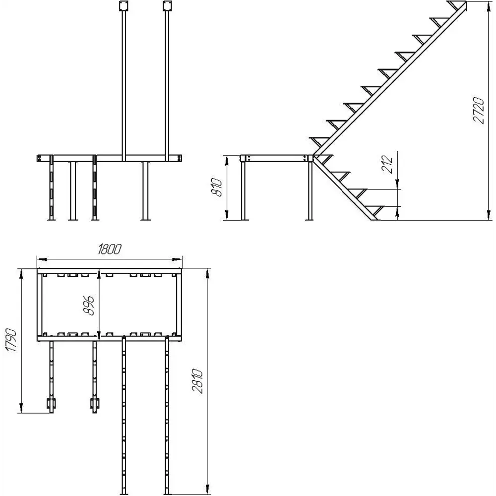 Каркас металлический ЛЕС-06 180° ЛЕСЕНКА STLM-2162963 - Вид №1