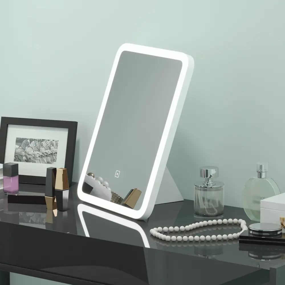 Зеркало настольное Континент Makeup 33x43 см пластик цвет белый CONTINENT Зеркало с LED-подсветкой STLM-2208390 - Вид №6