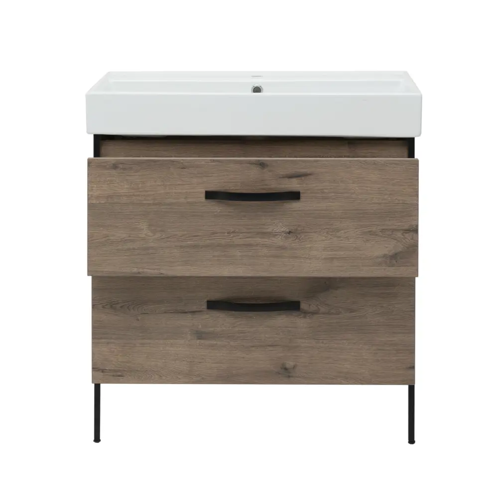 Aquanet Инди Вилис: Подвесная тумба под раковину 80 см в цвете дуб Веллингтон 83075753 STLM-0038893 - Вид №9