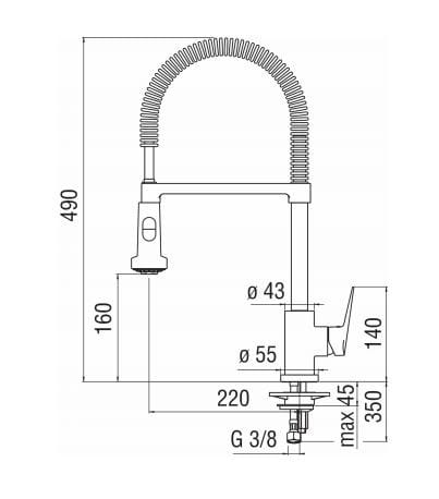 Профессиональный кухонный смеситель со съемным ручным душем Nobili Blues ARCH-00010136 - Вид №1