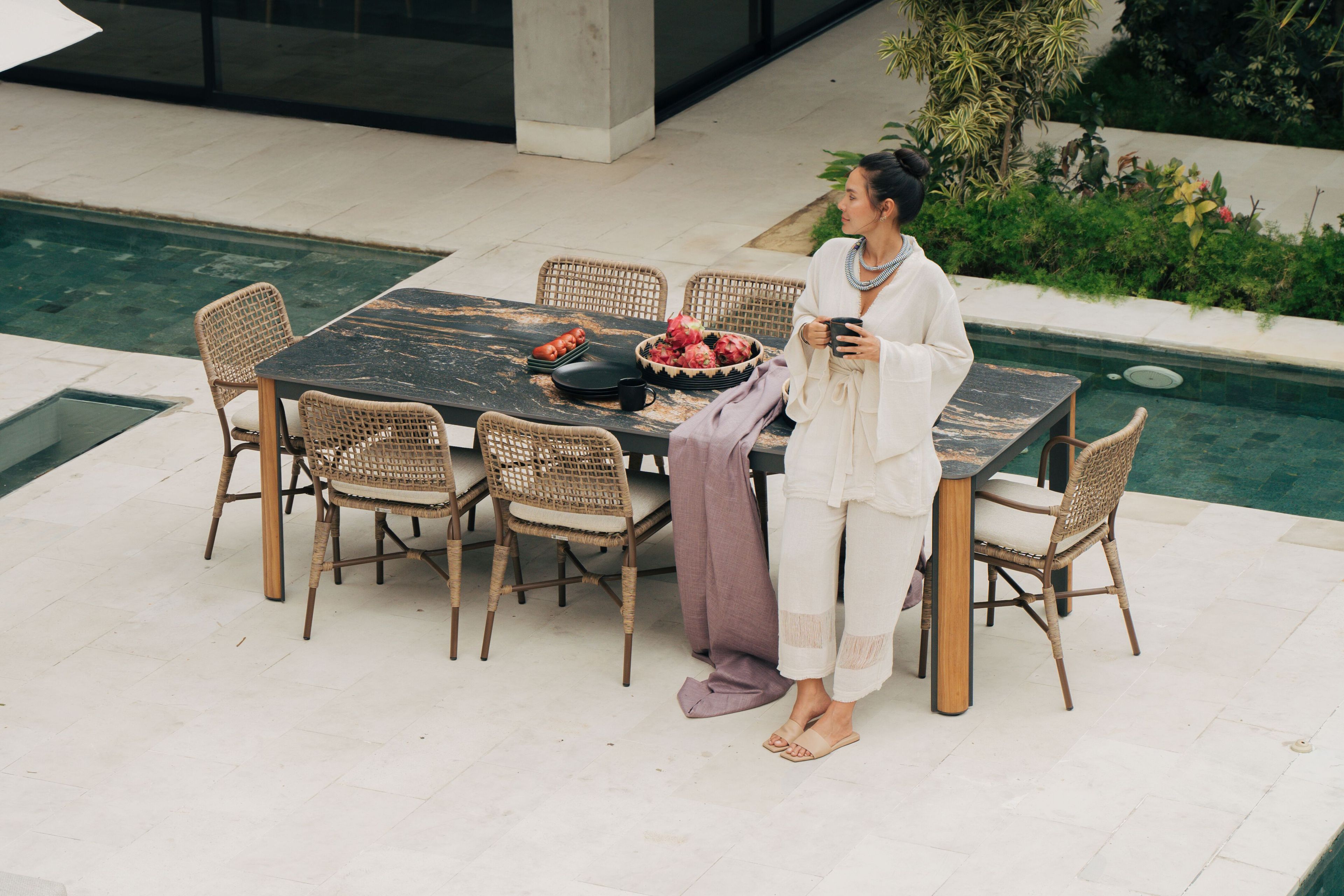 Прямоугольный садовый стол из керамогранита cbdesign Puntolinea ARCH-00137271 - Вид №1