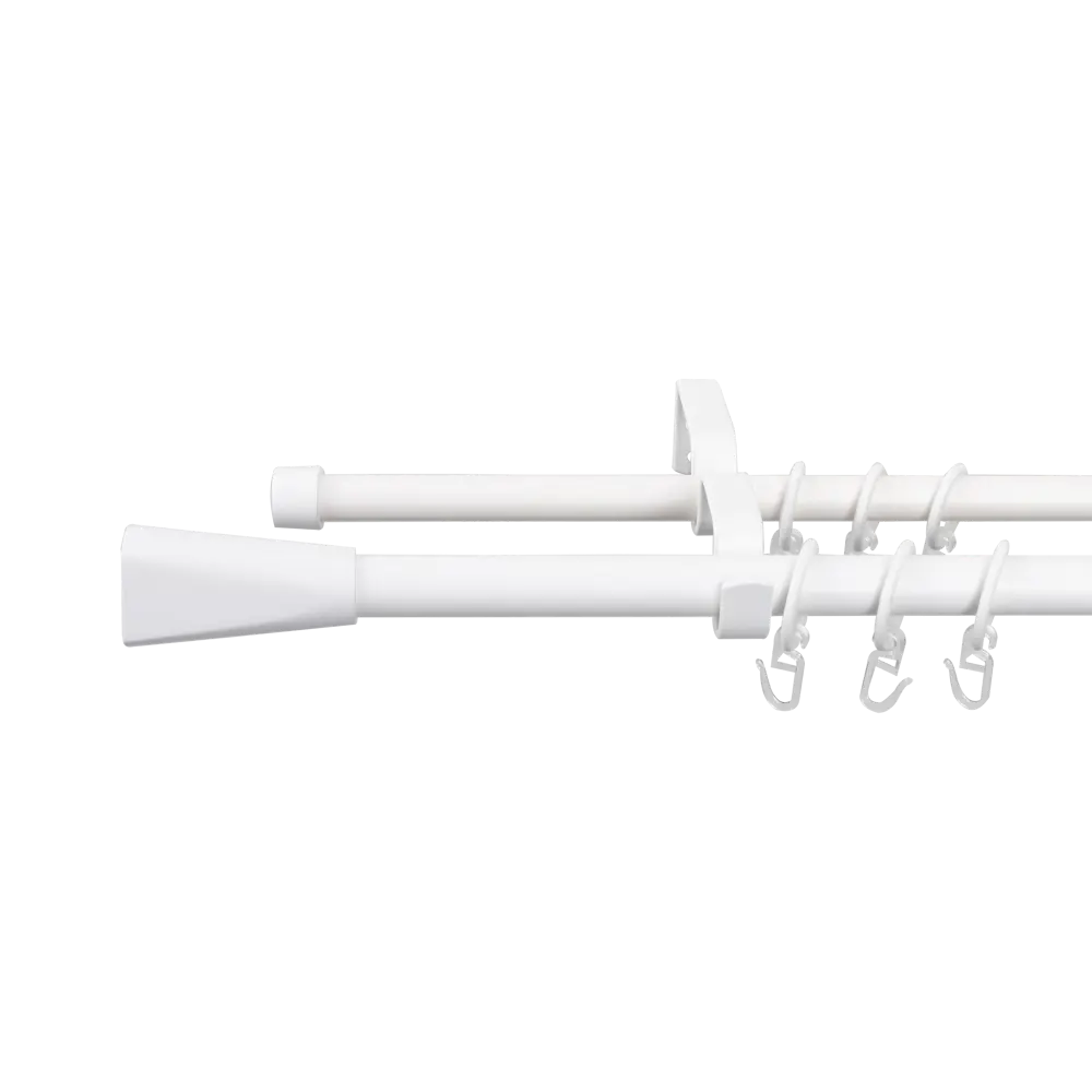 Настенный карниз раздвижной двухрядный KREAFORTA Грац d16/19 160-300 см металл цвет белый STLM-2202284 - Вид №5