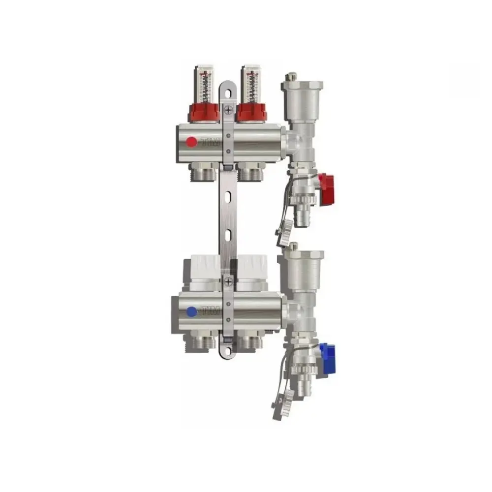 Коллекторная группа Tim&Zeissler для теплого пола с расходомерами 1" 2 выхода без кранов TIM KC002