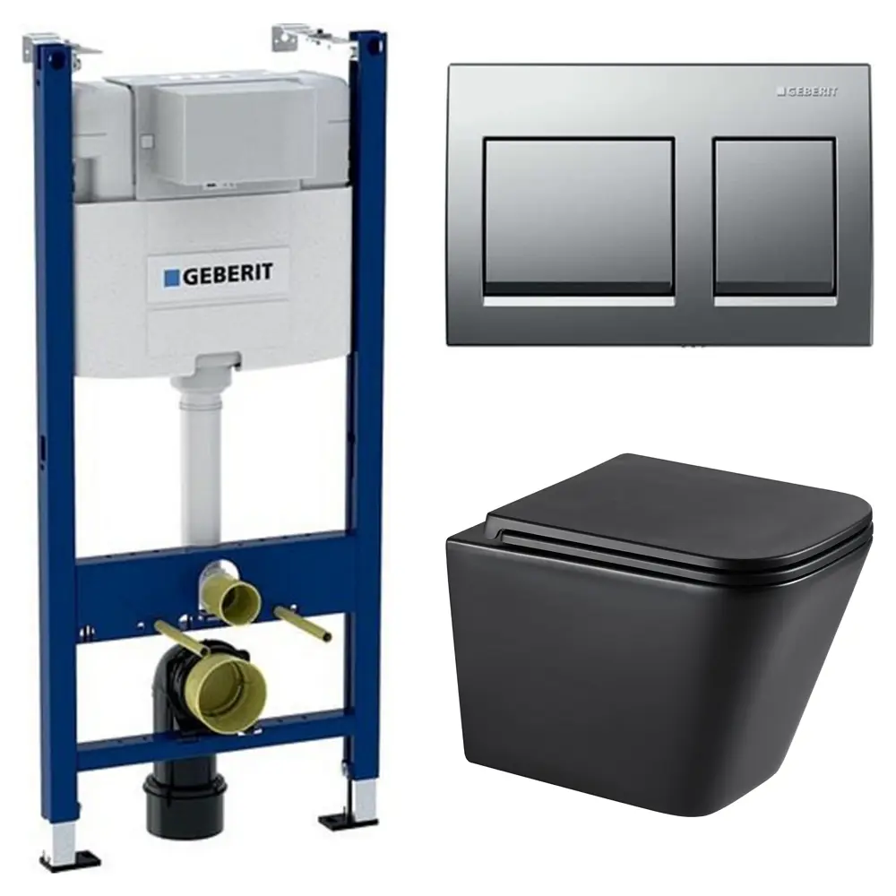 Комплект инсталляции Geberit Alpha с безободковым унитазом Moneron клавиша Geberit Alpha хром STLM-2077187