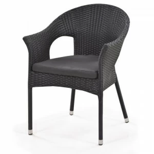 Кресло из искусственного ротанга плетеное с подлокотниками черное AFINA  00-3860499 Черный