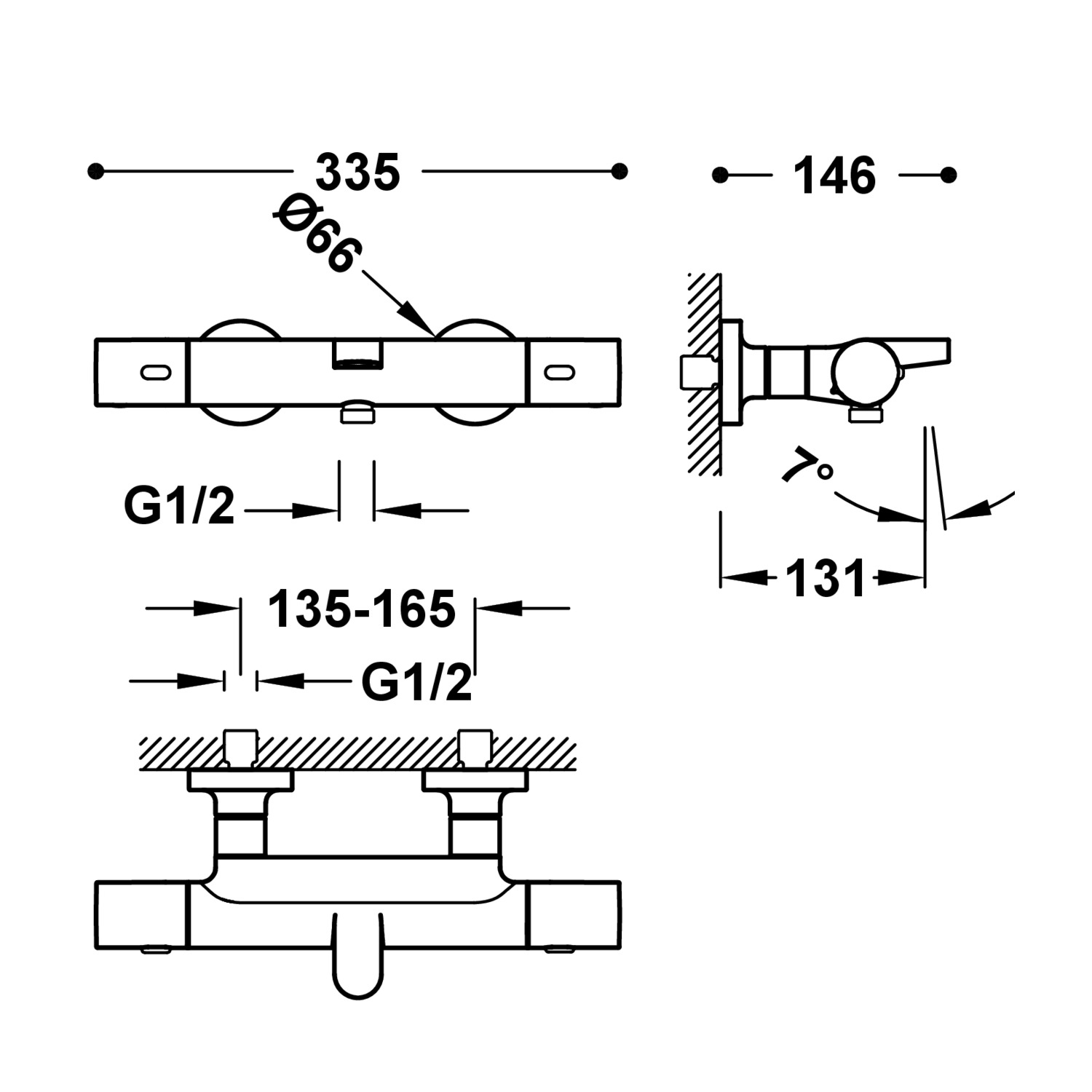 Настенный термостатический смеситель для ванны и душа-19017402 TRES Thermostatic - Вид №1
