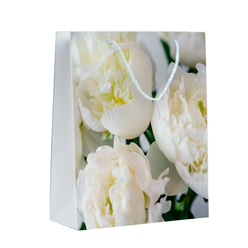 Пакет подарочный Симфония Белые пионы 32x26x12 см цвет белый STLM-2060740