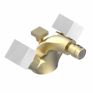 G3W-3202 Смеситель для биде на одно отверстие с поворотным аэратором и донным клапаном Thg-paris Montaigne marbre blanc Vénus с рукоятками Матовое светлое золото