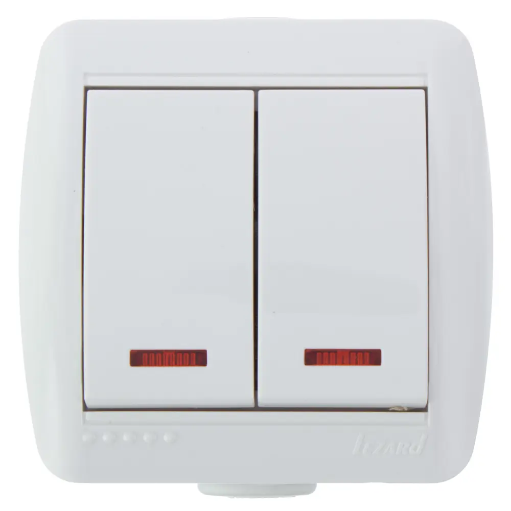 Выключатель Lezard Nata 2 клавиши с подсветкой цвет серый STLM-2078265